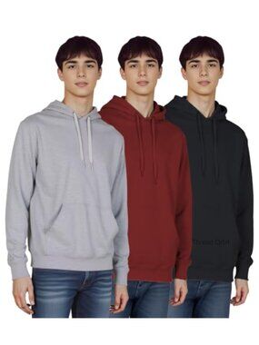 3 Pack Men's Fleece Pullover Hoodies Athletic Long Sleeve Workout Sweatshirt